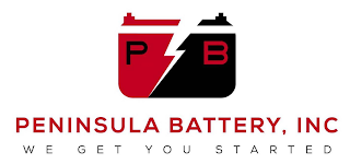 P B PENINSULA BATTERY, INC WE GET YOU STARTED logo