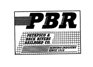 P B R  PATAPSCO & BACK RIVERS RAILROAD CO.  SERVING INDUSTRY SINCE 1918 logo