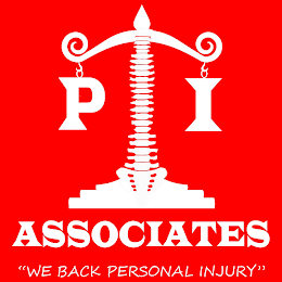 P I ASSOCIATES "WE BACK PERSONAL INJURY" logo