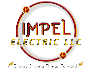 P IMPEL ELECTRIC LLC + ENERGY DRIVING THINGS FORWARD logo