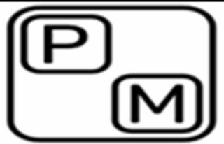 P M logo