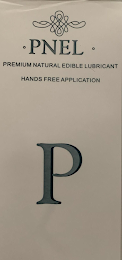 P PNEL PREMIUM NATURAL EDIBLE LUBRICANT HANDS FREE APPLICATION logo