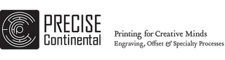 P PRECISE CONTINENTAL PRINTING FOR CREATIVE MINDS ENGRAVING, OFFSET & SPECIALTY PROCESSES logo