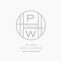 P W PURE WELLNESS TRAIN + RESTORE logo