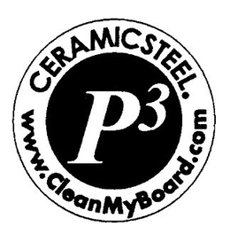 P3 CERAMICSTEEL. WWW.CLEANMYBOARD.COM logo