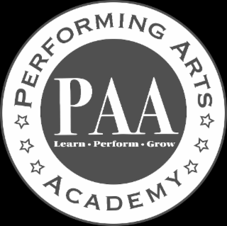 PAA PERFORMING ARTS ACADEMY LEARN PERFORM GROW logo