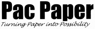 PAC PAPER TURNING PAPER INTO POSSIBILITY logo