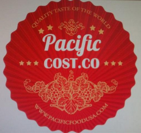 PACIFIC COST.CO QUALITY TASTE OF THE WORLD WWW.PACIFICFOODUSA.COM logo