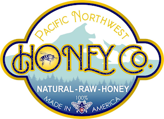 PACIFIC NORTHWEST HONEY CO. NATURAL-RAW-HONEY 100% MADE IN AMERICA logo