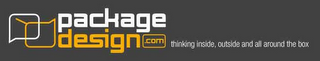 PACKAGE DESIGN .COM THINKING INSIDE, OUTSIDE AND ALL AROUND THE BOX logo