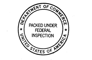 PACKED UNDER FEDERAL INSPECTION DEPARTMENT OF COMMERCE UNITED STATES OF AMERICA logo