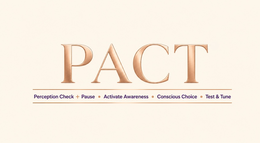 PACT PERCEPTION CHECK + PAUSE · ACTIVATE AWARENESS · CONSCIOUS CHOICE · TEST & TUNE logo