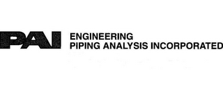 PAI|ENGINEERING PIPING ANALYSIS INCORPORATED logo