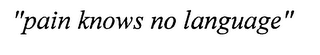 "PAIN KNOWS NO LANGUAGE" logo