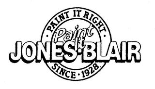PAINT IT RIGHT PAINT IT JONES BLAIR SINCE 1928 logo