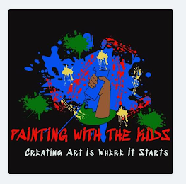 PAINTING WITH THE KIDS. CREATING ART IS WHERE IT STARTS. logo