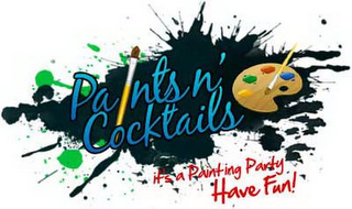 PAINTS N' COCKTAILS IT'S A PAINTING PARTY HAVE FUN! logo