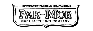 PAK-MOR MANUFACTURING COMPANY SANITATION FOR THE NATION logo