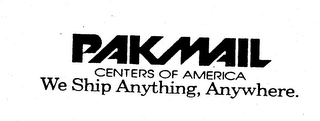 PAKMAIL CENTERS OF AMERICA WE SHIP ANYTHING, ANYWHERE. logo