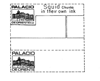 PALACIO DE ORIENTE BRAND SQUID CHUNKS IN THEIR OWN INK logo