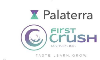 PALATERRA FIRST CRUSH TASTINGS, INC TASTE. LEARN. GROW. logo
