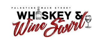PALESTINE MAIN STREET WHISKEY & WINE SWIRL logo