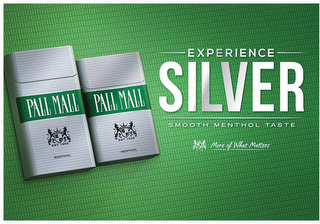 PALL MALL EST 1899 MENTHOL EXPERIENCE SILVER SMOOTH MENTHOL TASTE MORE OF WHAT MATTERS logo