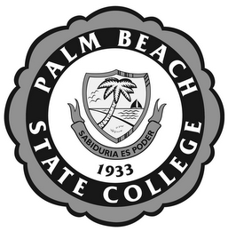 PALM BEACH STATE COLLEGE SABIDURIA ES PODER 1933 logo