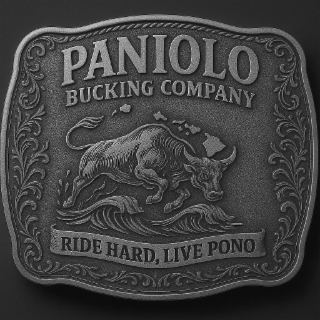 PANIOLO BUCKING COMPANY RIDE HARD, LIVE PONO logo