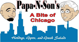 PAPA-N-SON'S A BITE OF CHICAGO HOTDOGS, GYROS, AND GREEK SALADS logo
