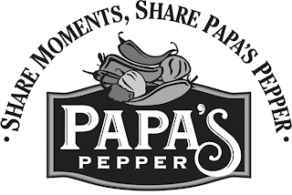 PAPA'S PEPPER SHARE MOMENTS, SHARE PAPA'S PEPPER logo