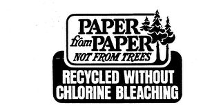 PAPER FROM PAPER NOT FROM TREES RECYCLED WITHOUT CHLORINE BLEACHING logo