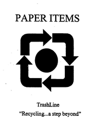 PAPER ITEMS TRASHLINE "RECYCLING...A STEP BEYOND" logo