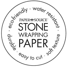 PAPER SOURCE STONE WRAPPING PAPER ECO FRIENDLY WATER RESISTANT DURABLE EASY TO CUT AND SOFT TEXTURE logo