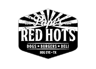 PAPI'S RED HOTS EST. 2014 DOGS BURGERS DELI HOG EYE-TX logo