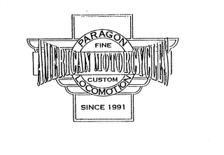 PARAGON LOCOMOTION FINE CUSTOM AMERICAN MOTORCYCLES SINCE 1991 logo