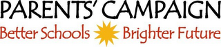 PARENTS' CAMPAIGN BETTER SCHOOLS BRIGHTER FUTURE logo