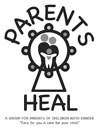 PARENTS HEAL A GROUP FOR PARENTS OF CHILDREN WITH CANCER "CARE FOR YOU IS CARE FOR YOUR CHILD" logo