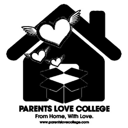 PARENTS LOVE COLLEGE FROM HOME, WITH LOVE. WWW.PARENTSLOVECOLLEGE.COM logo