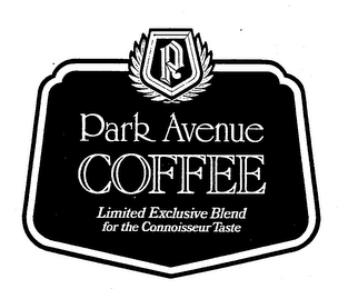 PARK AVENUE COFFEE LIMITED EXCLUSIVE BLEND FOR THE CONNOISSEUR TASTE P logo