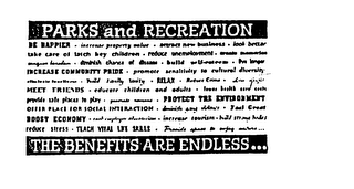 PARKS AND RECREATION THE BENEFITS ARE ENDLESS... logo
