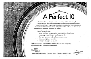 PARMAN GROUP A PERFECT 10 logo
