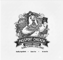 PASSPORT CHICKEN, CHICKEN TENDERS, GLOBAL FLAVORS, LOCAL CRAVE, HEALTHY INGREDIENTS, GLUTEN FREE, NO SEED OILS, PASSPORT logo