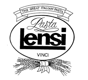 PASTA LENSI VINCI THE GREAT ITALIAN PASTA logo