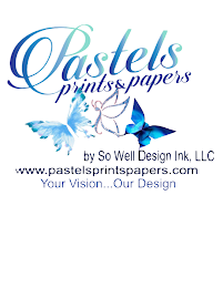 PASTELS PRINTS & PAPERS BY SO WELL DESIGN INK, LLC WWW.PASTELSPRINTSPAPERS.COM logo