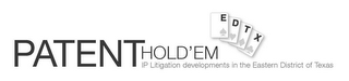 PATENT HOLD'EM E D T X IP LITIGATION DEVELOPMENTS IN THE EASTERN DISTRICT OF TEXAS logo