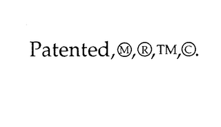 PATENTED, M, R, TM, C. logo