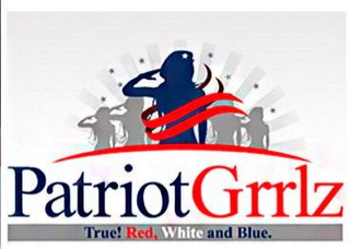 PATRIOTGRRLZ TRUE RED. WHITE AND BLUE. logo