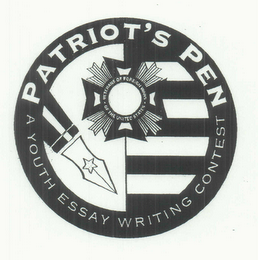 PATRIOT'S PEN A YOUTH ESSAY WRITING CONTEST. VETERANS OF FOREIGN WARS. OF THE UNITED STATES logo