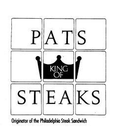 PAT'S KING OF STEAKS ORIGINATOR OF THE PHILADELPHIA STEAK SANDWICH logo